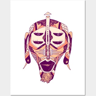 Peach African Mask No 11 Posters and Art